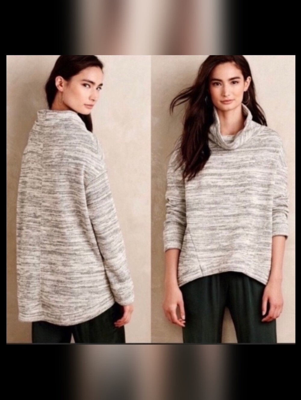 ANTHROPOLOGIE Saturday Sunday cowl neck grey space dye oversized sweatshirt